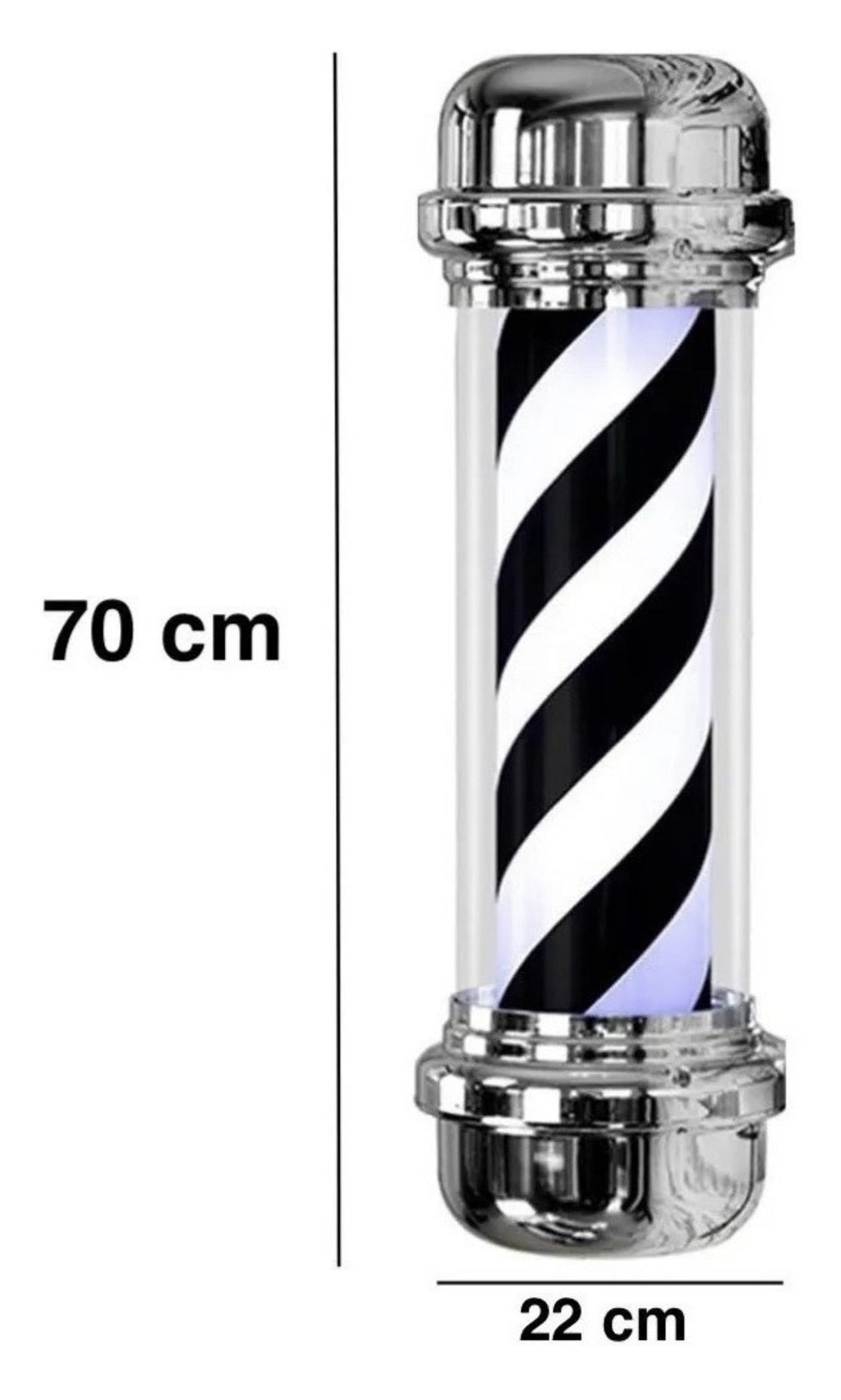 Poste Para Barbería Giratorio 70 Cm Led Ideal Para Barbería Blanco Y Negro
