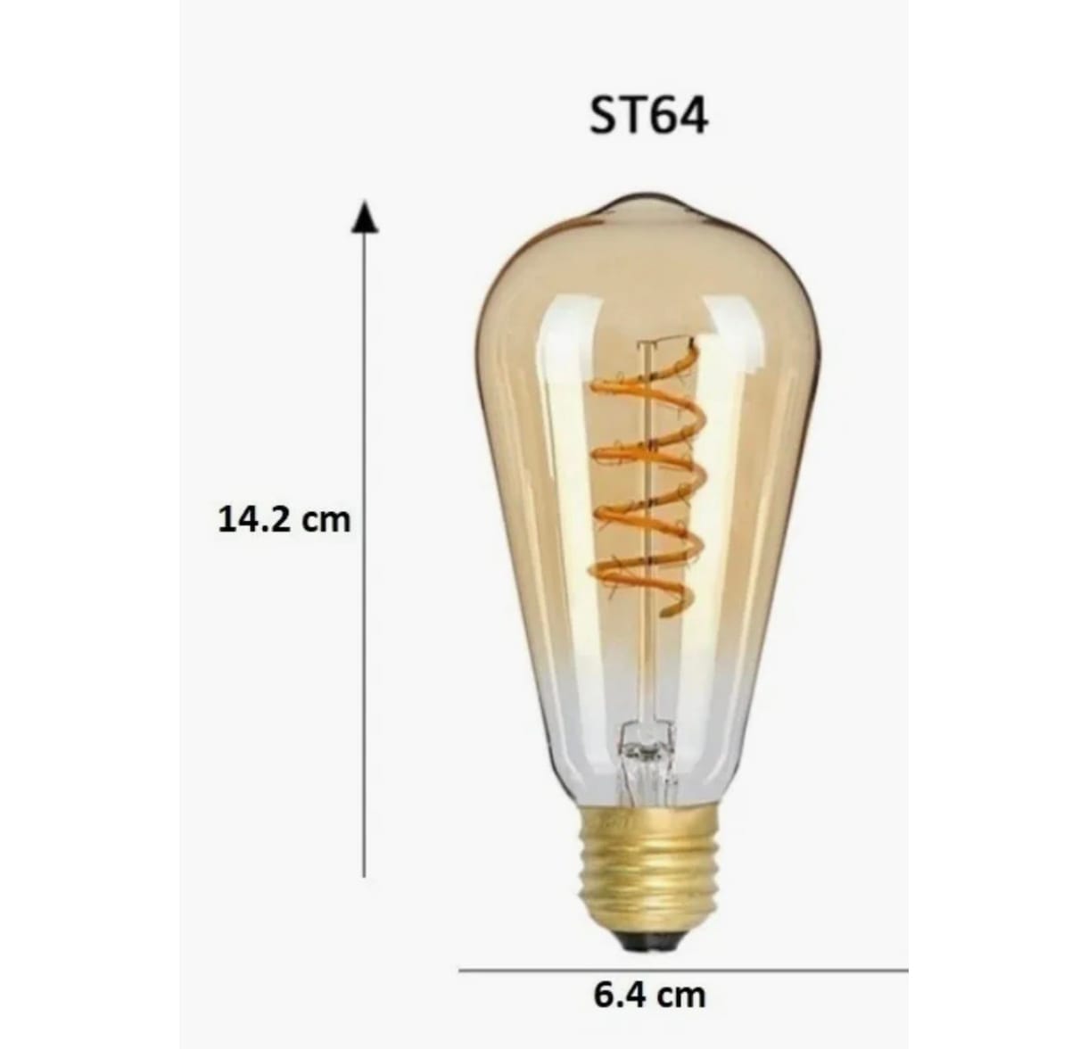 Foco Led Vintage St64 Filamento Espiral Decorativo Blanco Cálido
