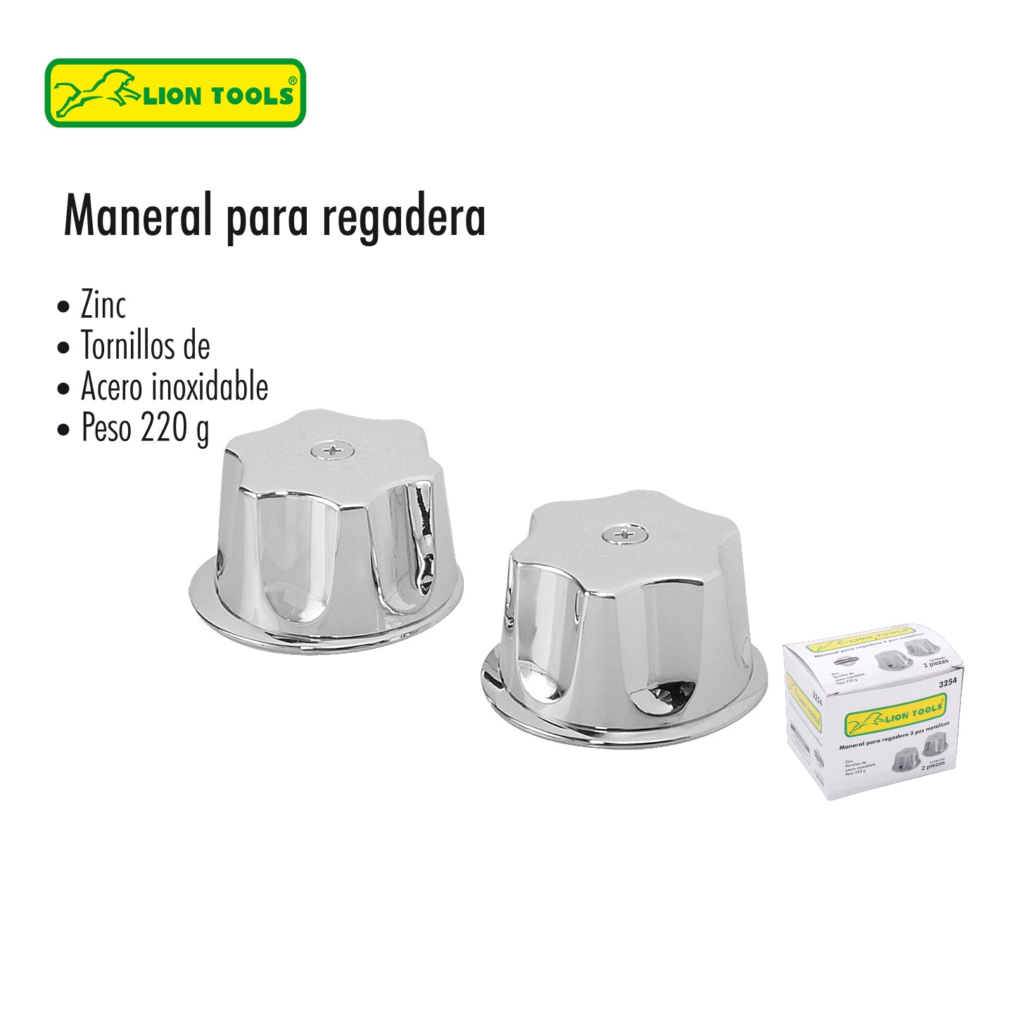 Manerales Para Regadera 2 Pzs Acero Inoxidable Lion Tools Acabado Brillante Color Plateado