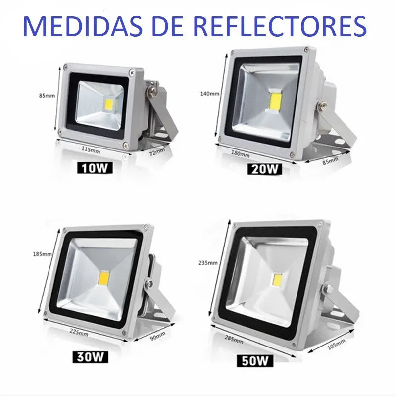 Reflector Led De 50w Exterior Blanco Frio 6500k Gris Blanco Frío
