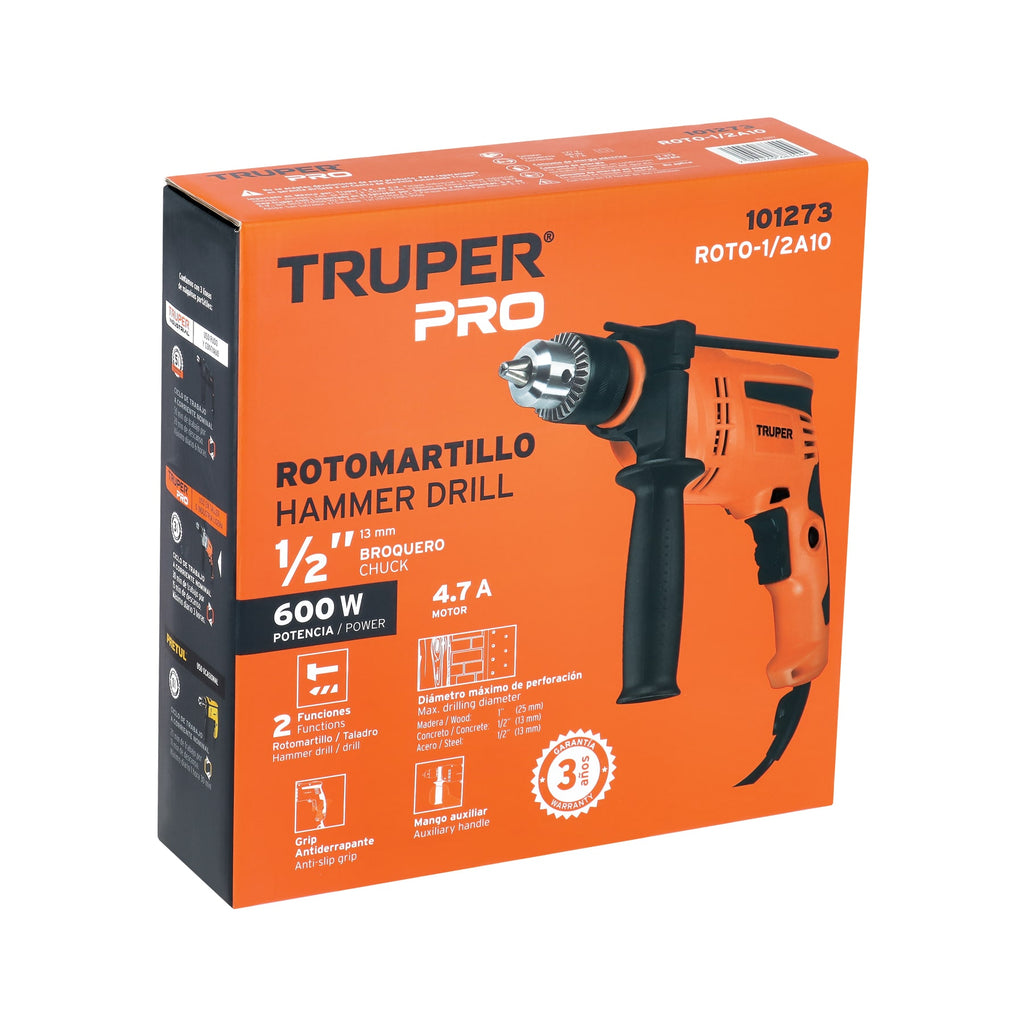 Rotomartillo 1/2" 600 W, profesional, Truper