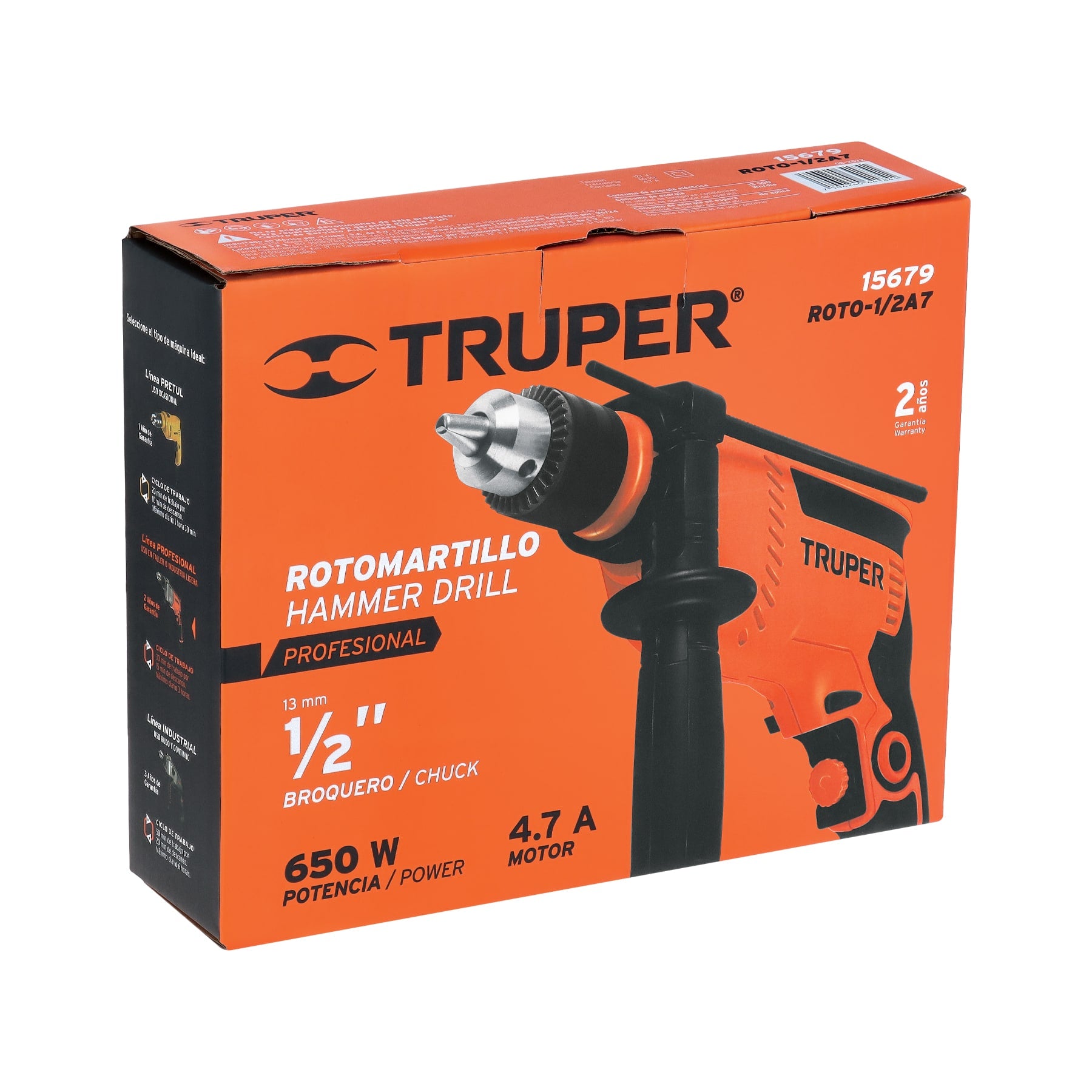 Rotomartillo 1/2" 650 W, profesional, Truper