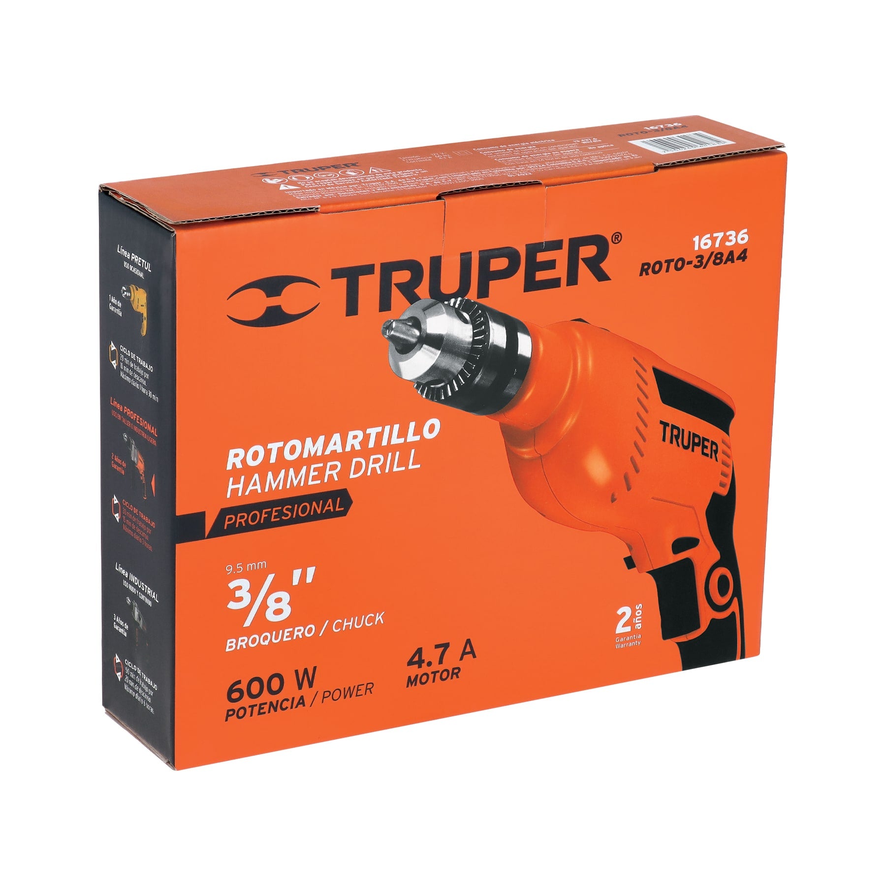 Taladro Rotomartillo 3/8 Profesional 600 W