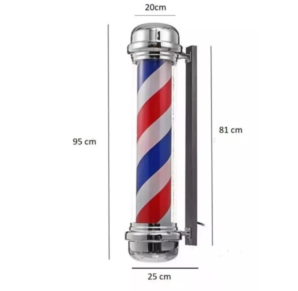 Caramelo Giratorio Para Barberia Super Llamativo led cromado 95 cm