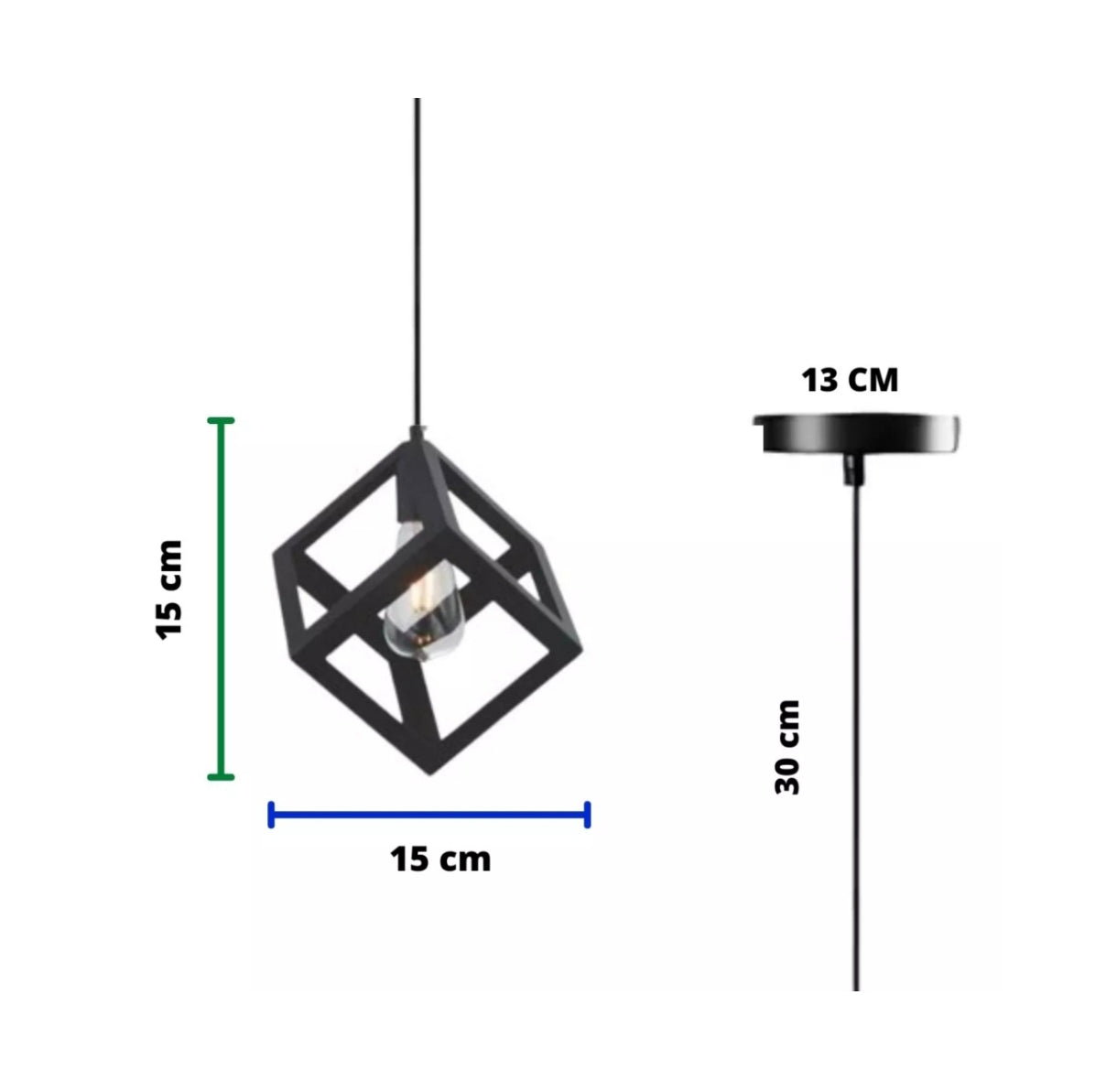 Lámpara colgante forma cubo