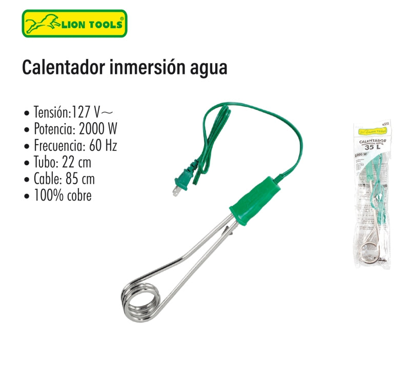 Calentador inmersión agua #9 Lion Tools