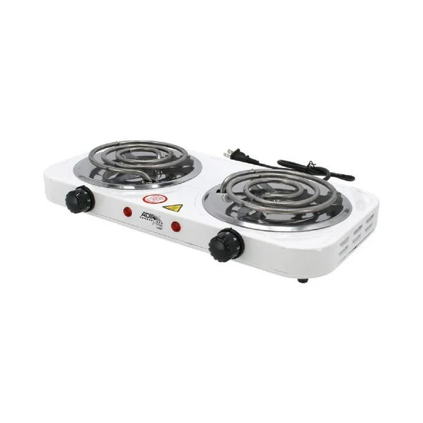 Parrilla Eléctrica Adir 2 Quemadores Blanca Con Termostato 2000 W